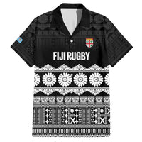 Fiji Tapa Rugby Custom Family Matching Off Shoulder Maxi Dress and Hawaiian Shirt Go Fijiana LT14 Dad's Shirt - Short Sleeve Black - Polynesian Pride