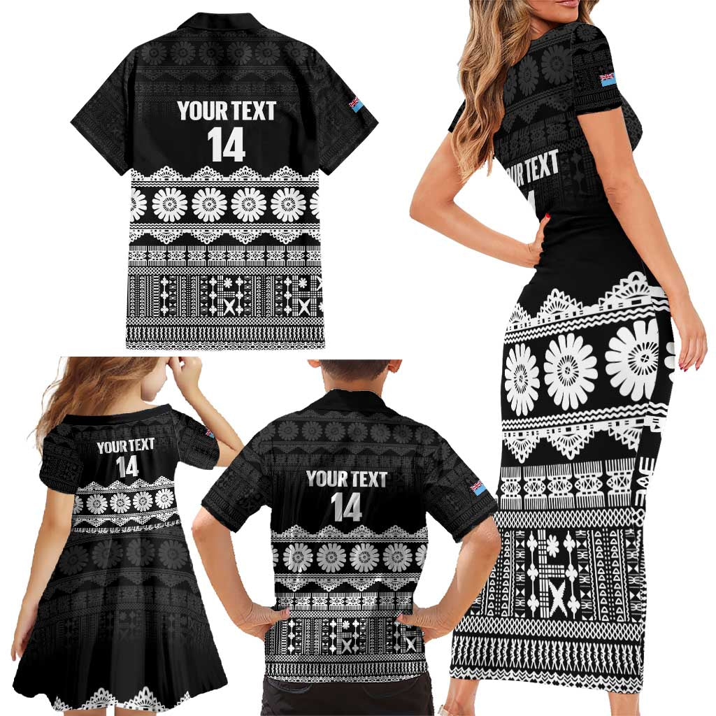 Fiji Tapa Rugby Custom Family Matching Short Sleeve Bodycon Dress and Hawaiian Shirt Go Fijiana LT14 - Polynesian Pride
