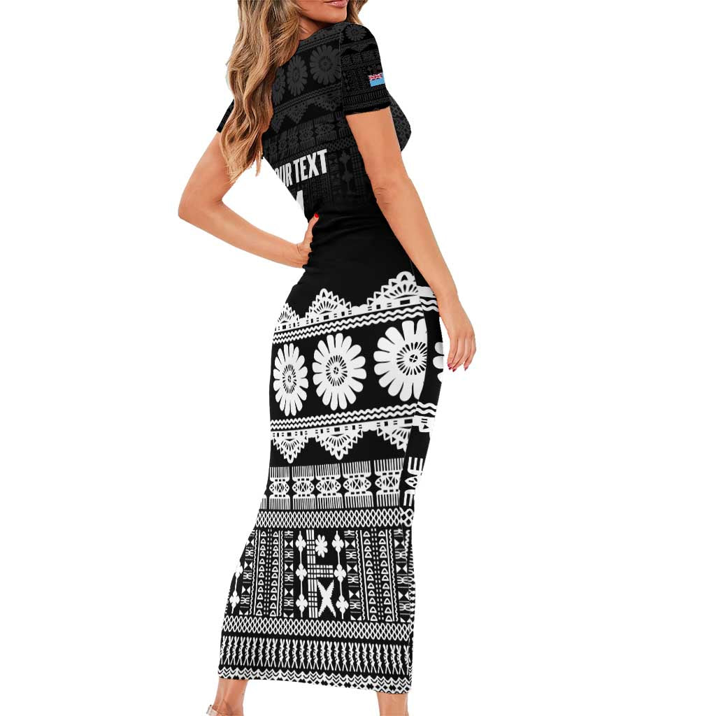 Fiji Tapa Rugby Custom Family Matching Short Sleeve Bodycon Dress and Hawaiian Shirt Go Fijiana LT14 - Polynesian Pride