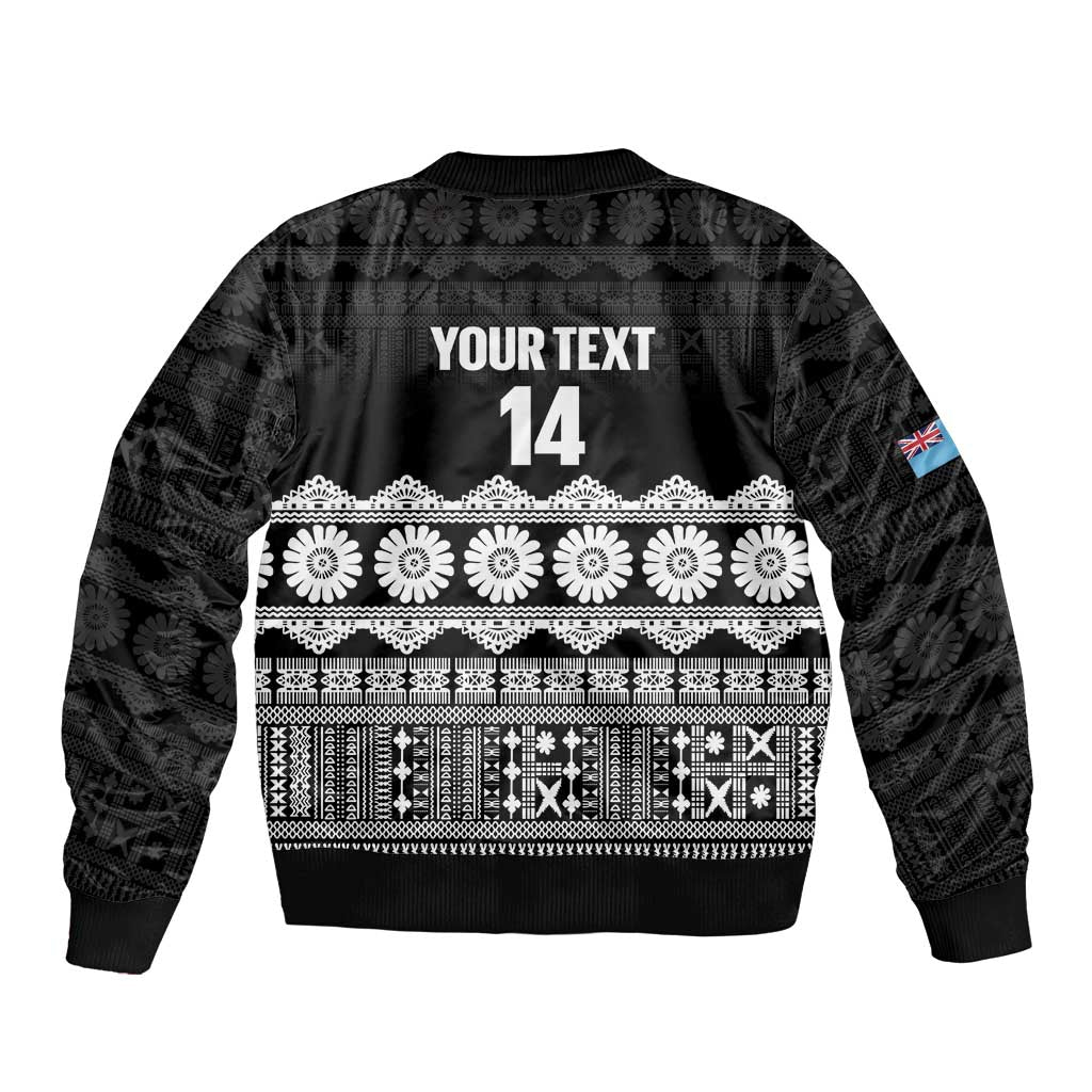 Fiji Tapa Rugby Custom Sleeve Zip Bomber Jacket Go Fijiana - Polynesian Pride