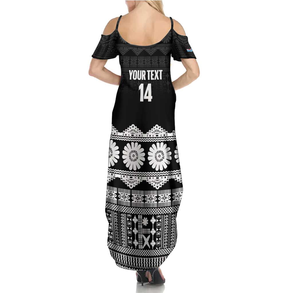 Fiji Tapa Rugby Custom Summer Maxi Dress Go Fijiana - Polynesian Pride