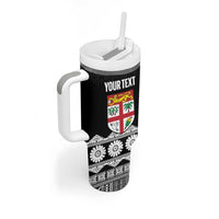 Fiji Tapa Rugby Custom Tumbler With Handle Go Fijiana LT14 - Polynesian Pride