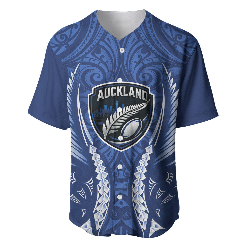 Auckland 2026 Rugby Custom Baseball Jersey NZ Maori Silver Fern LT14 Blue - Polynesian Pride