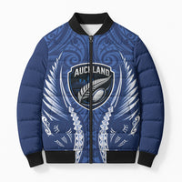 Auckland 2026 Rugby Custom Bomber Puffer Jacket NZ Maori Silver Fern