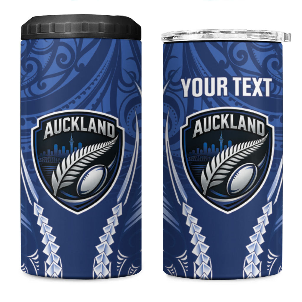 Auckland 2026 Rugby Custom 4 in 1 Can Cooler Tumbler NZ Maori Silver Fern LT14 One Size: 16 oz Blue - Polynesian Pride