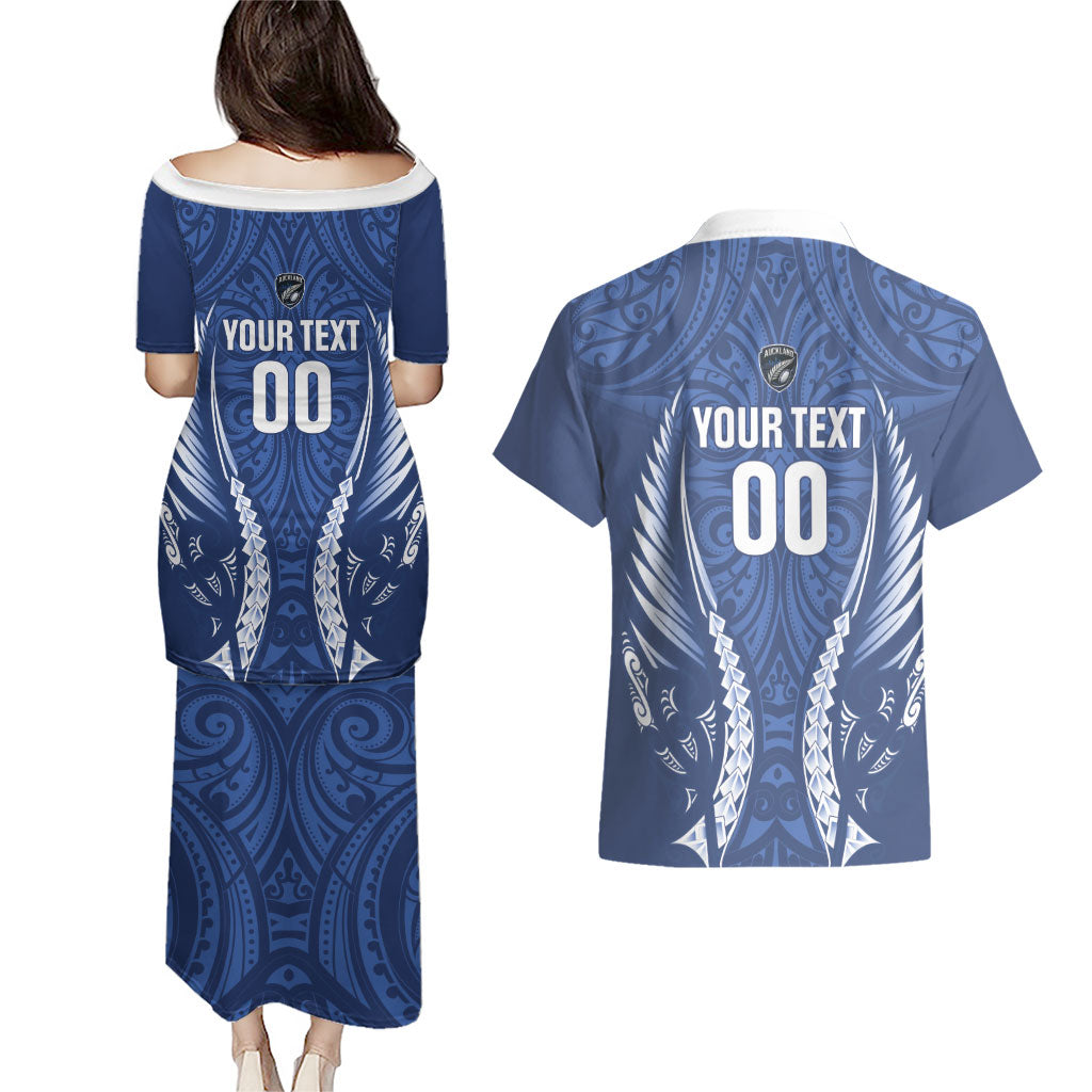 Auckland 2026 Rugby Custom Couples Matching Puletasi and Hawaiian Shirt NZ Maori Silver Fern