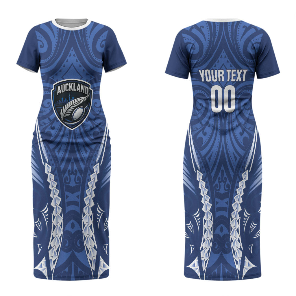 Auckland 2026 Rugby Custom Couples Matching Short Sleeve Bodycon Dress and Hawaiian Shirt NZ Maori Silver Fern LT14 - Polynesian Pride