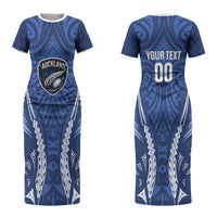 Auckland 2026 Rugby Custom Couples Matching Short Sleeve Bodycon Dress and Hawaiian Shirt NZ Maori Silver Fern LT14 - Polynesian Pride