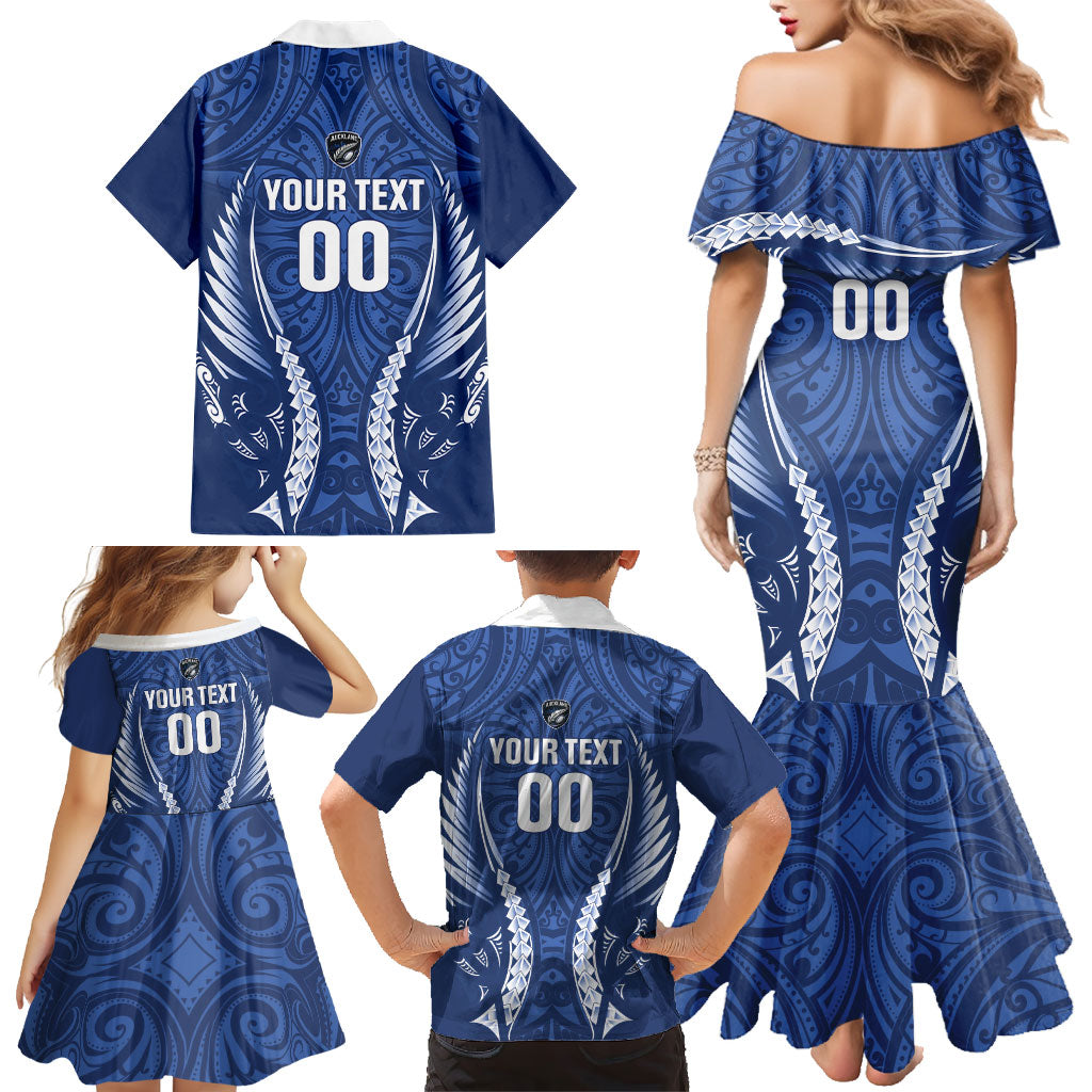 Auckland 2026 Rugby Custom Family Matching Mermaid Dress and Hawaiian Shirt NZ Maori Silver Fern LT14 - Polynesian Pride