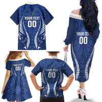 Auckland 2026 Rugby Custom Family Matching Off The Shoulder Long Sleeve Dress and Hawaiian Shirt NZ Maori Silver Fern LT14 - Polynesian Pride