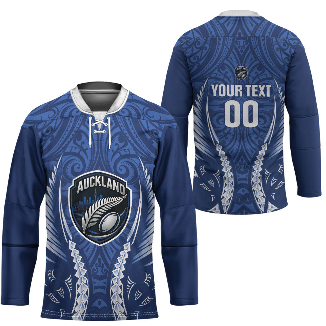 Auckland 2026 Rugby Custom Hockey Jersey NZ Maori Silver Fern LT14 - Polynesian Pride