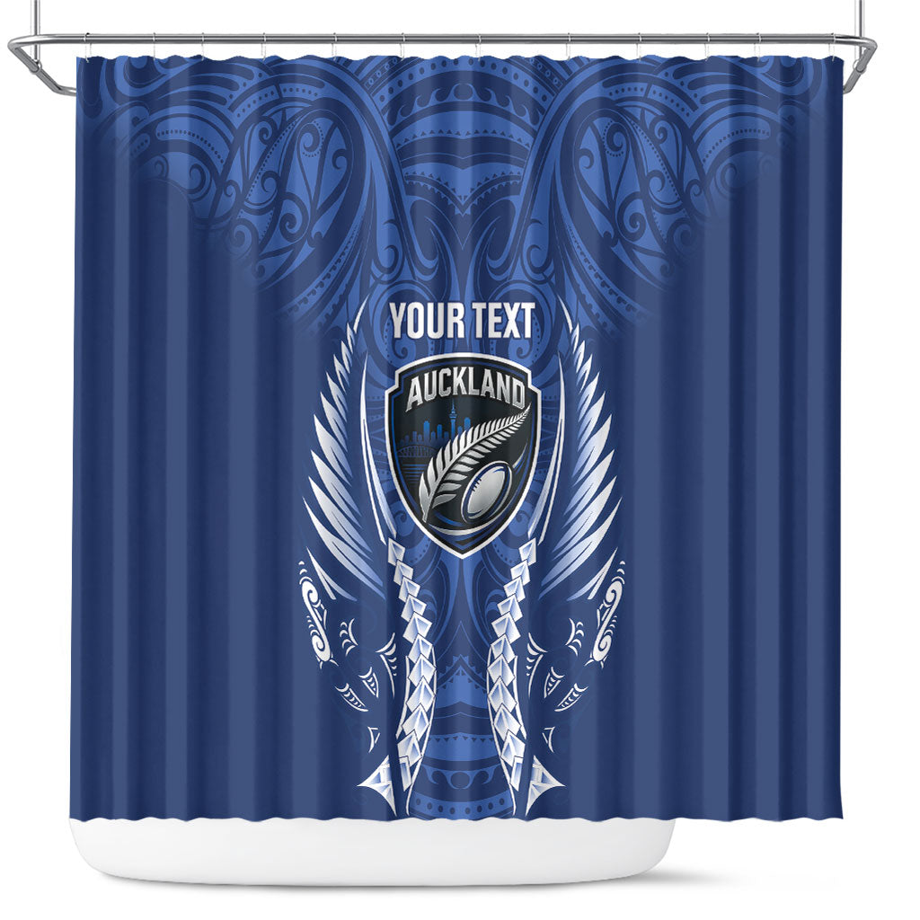 Auckland 2026 Rugby Custom Shower Curtain NZ Maori Silver Fern