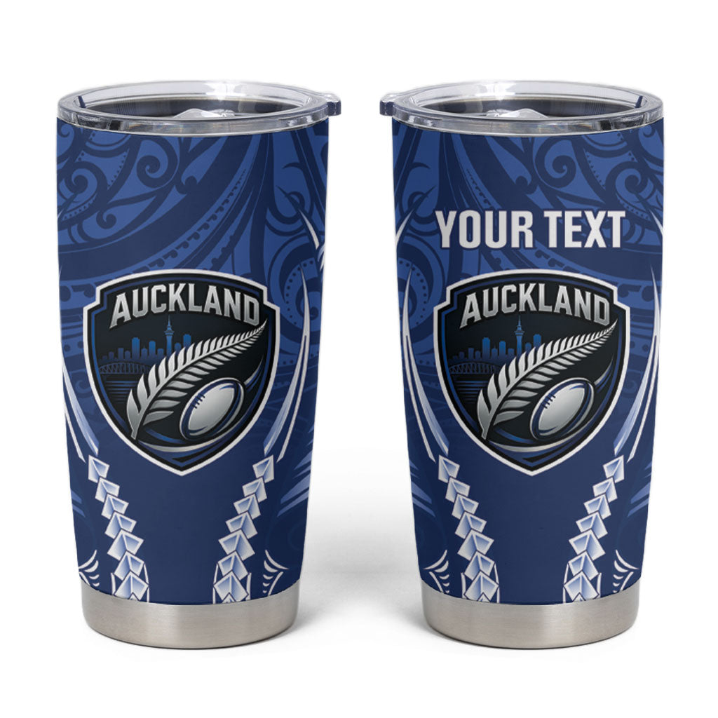 Auckland 2026 Rugby Custom Tumbler Cup NZ Maori Silver Fern LT14 Blue - Polynesian Pride