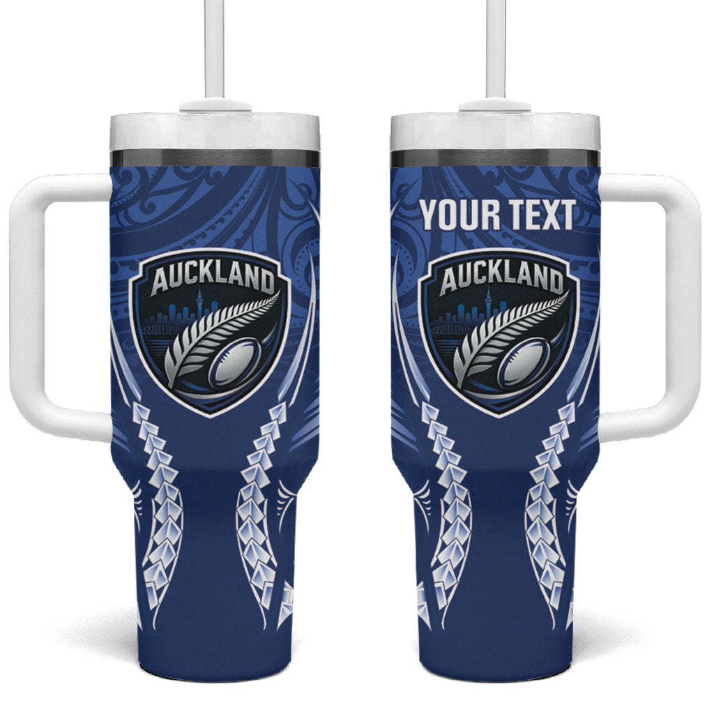 Auckland 2026 Rugby Custom Tumbler With Handle NZ Maori Silver Fern LT14 One Size: 40 oz Blue - Polynesian Pride