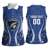 Auckland 2026 Rugby Custom Women Sleeveless Polo Shirt NZ Maori Silver Fern