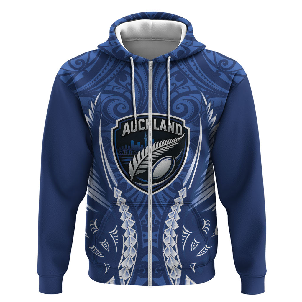 Auckland 2026 Rugby Custom Zip Hoodie NZ Maori Silver Fern