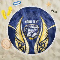 Bay of Plenty 2026 Rugby Custom Beach Blanket NZ Maori Silver Fern LT14 One Size 150cm Blue - Polynesian Pride