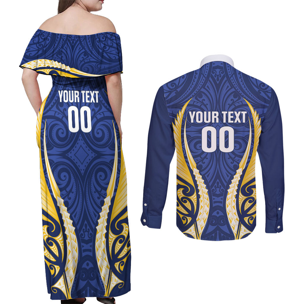 Bay of Plenty 2026 Rugby Custom Couples Matching Off Shoulder Maxi Dress and Long Sleeve Button Shirt NZ Maori Silver Fern