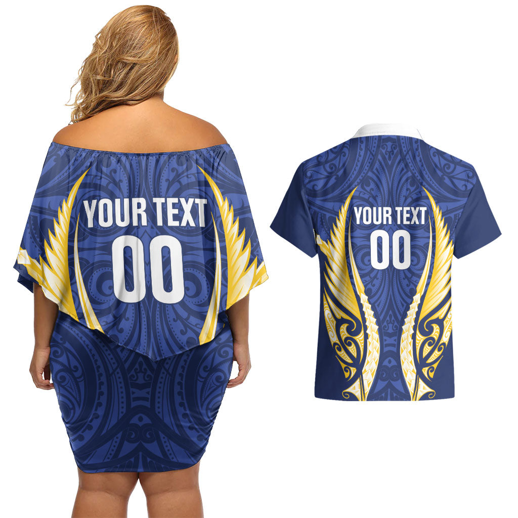 Bay of Plenty 2026 Rugby Custom Couples Matching Off Shoulder Short Dress and Hawaiian Shirt NZ Maori Silver Fern