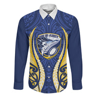 Bay of Plenty 2026 Rugby Custom Family Matching Mermaid Dress and Hawaiian Shirt NZ Maori Silver Fern LT14 Dad's Shirt - Long Sleeve Blue - Polynesian Pride