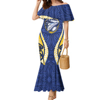 Bay of Plenty 2026 Rugby Custom Family Matching Mermaid Dress and Hawaiian Shirt NZ Maori Silver Fern LT14 Mom's Dress Blue - Polynesian Pride