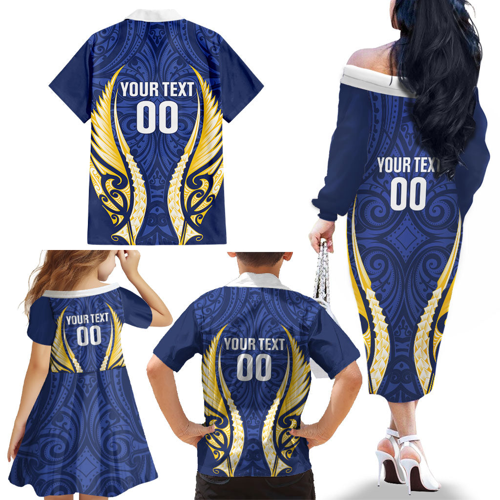 Bay of Plenty 2026 Rugby Custom Family Matching Off The Shoulder Long Sleeve Dress and Hawaiian Shirt NZ Maori Silver Fern LT14 - Polynesian Pride