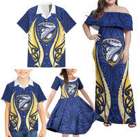 Bay of Plenty 2026 Rugby Custom Family Matching Off Shoulder Maxi Dress and Hawaiian Shirt NZ Maori Silver Fern LT14 - Polynesian Pride