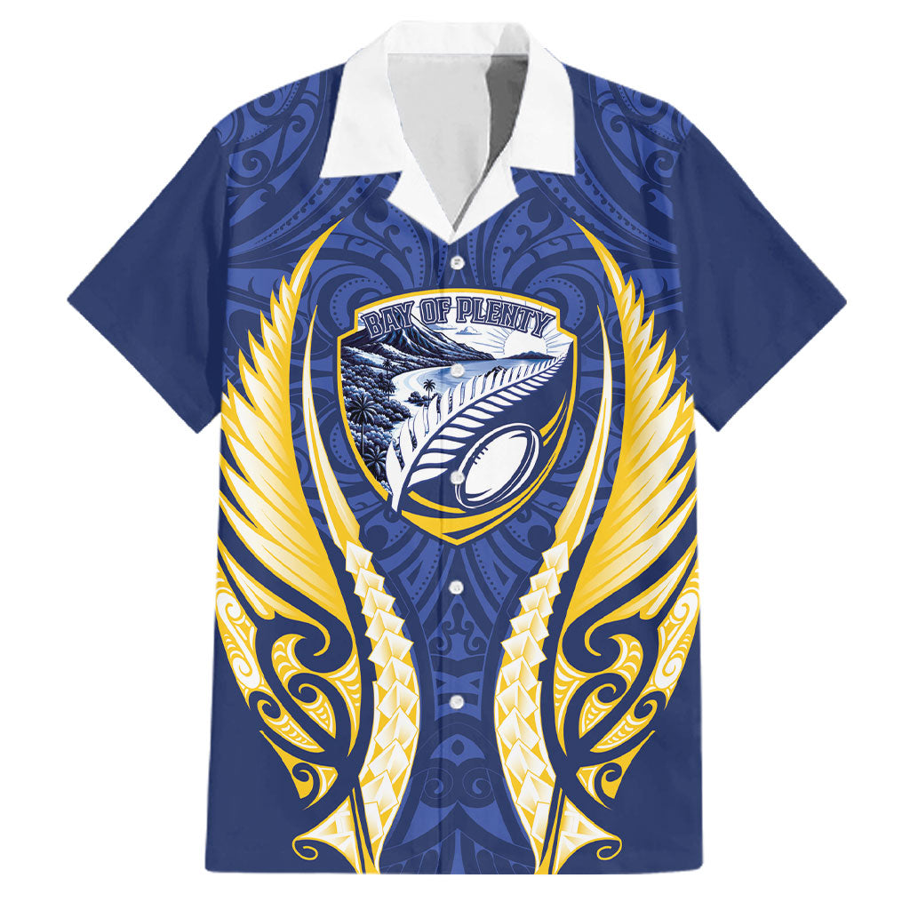 Bay of Plenty 2026 Rugby Custom Family Matching Puletasi and Hawaiian Shirt NZ Maori Silver Fern LT14 Dad's Shirt - Short Sleeve Blue - Polynesian Pride