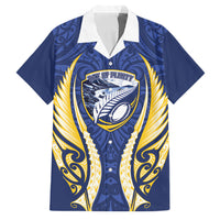 Bay of Plenty 2026 Rugby Custom Family Matching Short Sleeve Bodycon Dress and Hawaiian Shirt NZ Maori Silver Fern LT14 Dad's Shirt - Short Sleeve Blue - Polynesian Pride