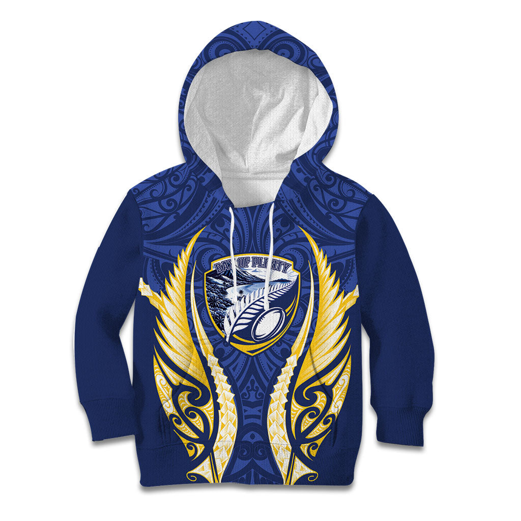 Bay of Plenty 2026 Rugby Custom Kid Hoodie NZ Maori Silver Fern LT14 Hoodie Blue - Polynesian Pride