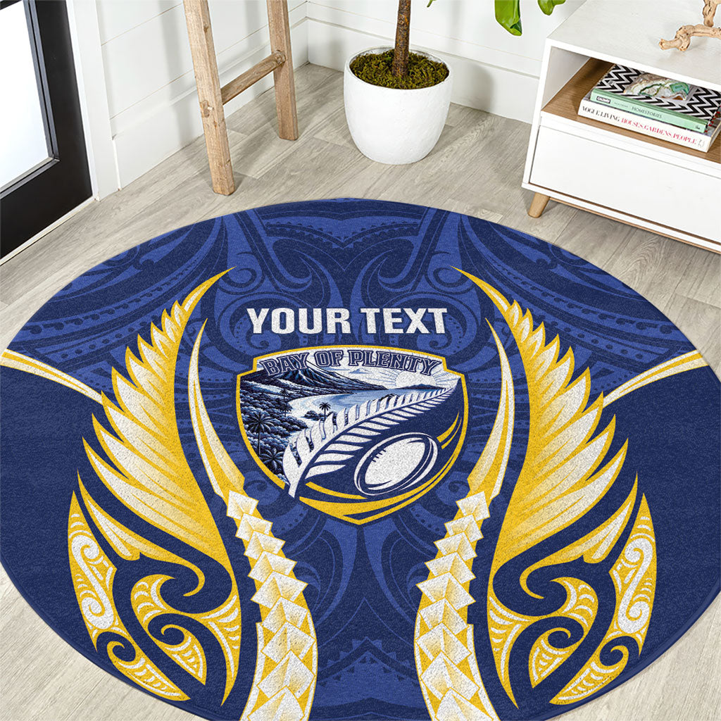 Bay of Plenty 2026 Rugby Custom Round Carpet NZ Maori Silver Fern LT14 Blue - Polynesian Pride