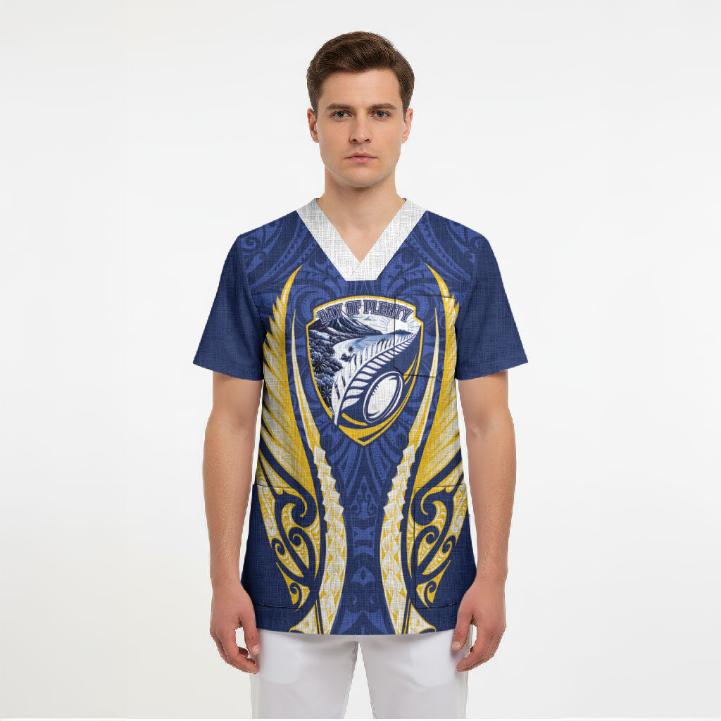 Bay of Plenty 2026 Rugby Custom Scrub Top NZ Maori Silver Fern