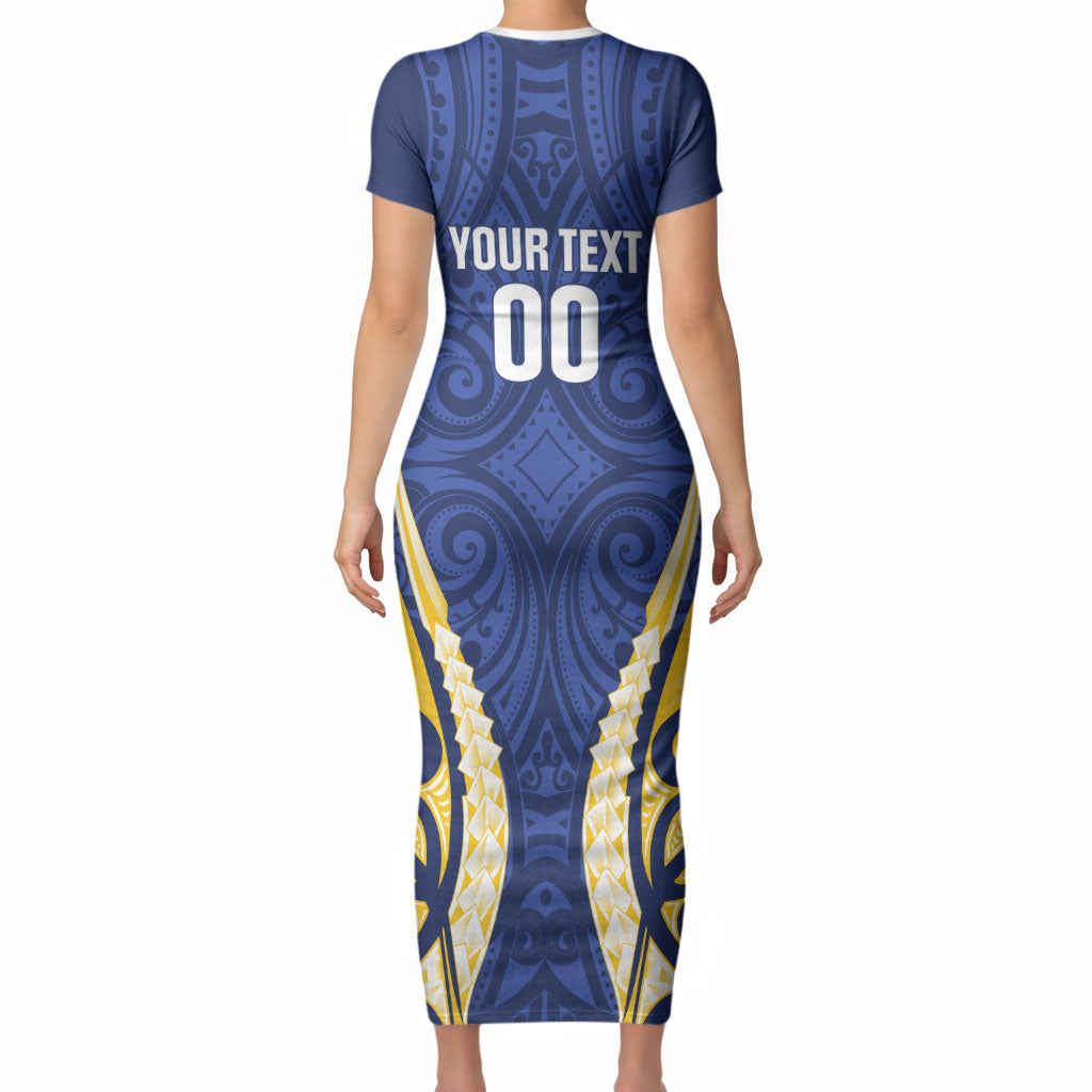 Bay of Plenty 2026 Rugby Custom Short Sleeve Bodycon Dress NZ Maori Silver Fern LT14 - Polynesian Pride