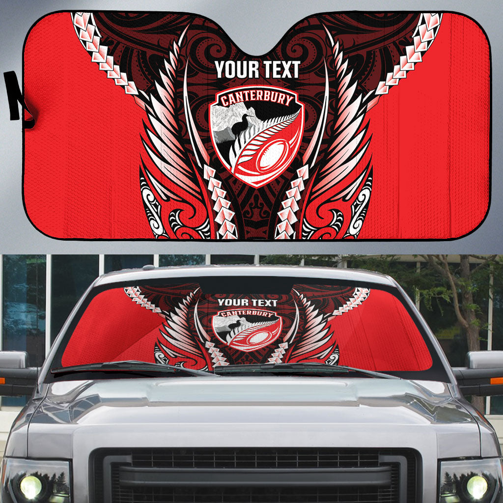 Canterbury 2026 Rugby Custom Auto Sun Shade NZ Maori Silver Fern LT14 Red - Polynesian Pride