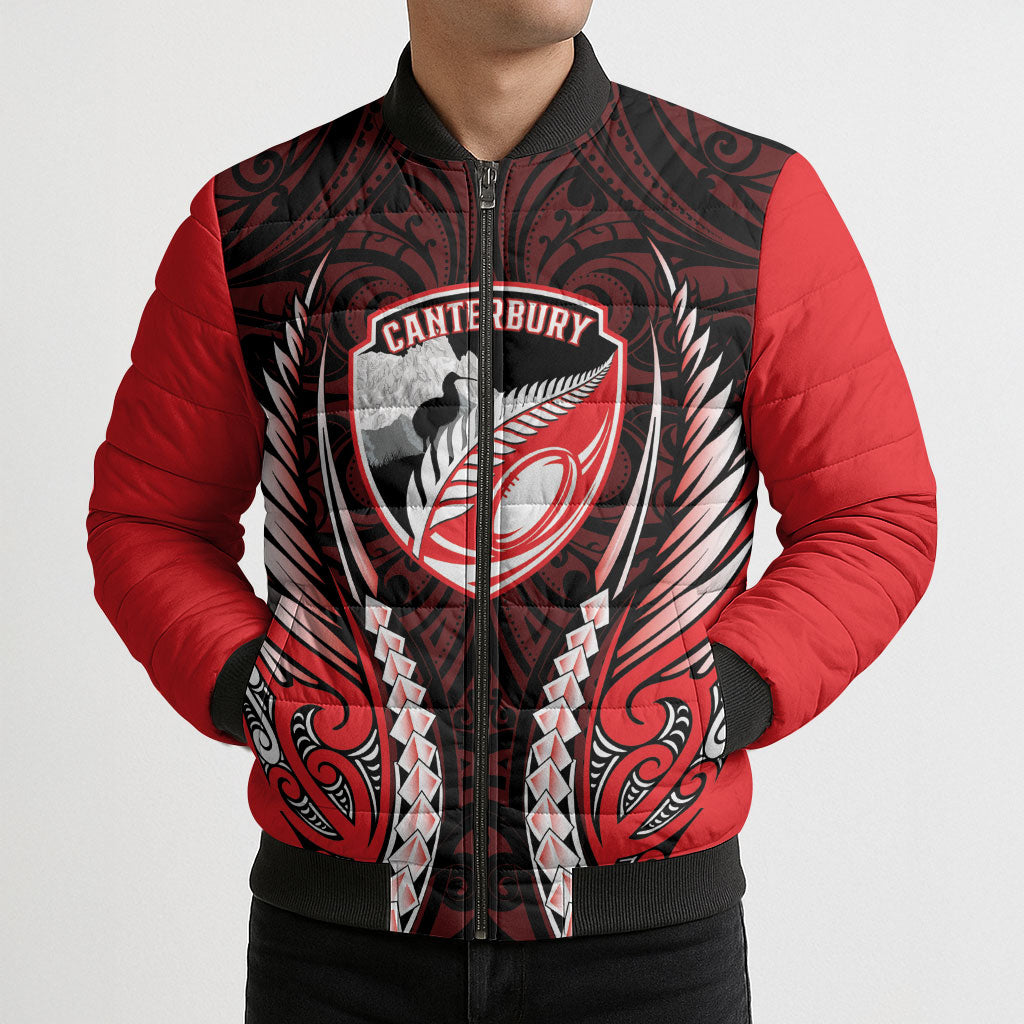 Canterbury 2026 Rugby Custom Bomber Puffer Jacket NZ Maori Silver Fern