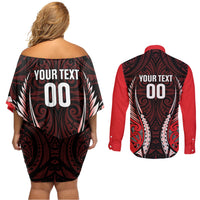 Canterbury 2026 Rugby Custom Couples Matching Off Shoulder Short Dress and Long Sleeve Button Shirt NZ Maori Silver Fern