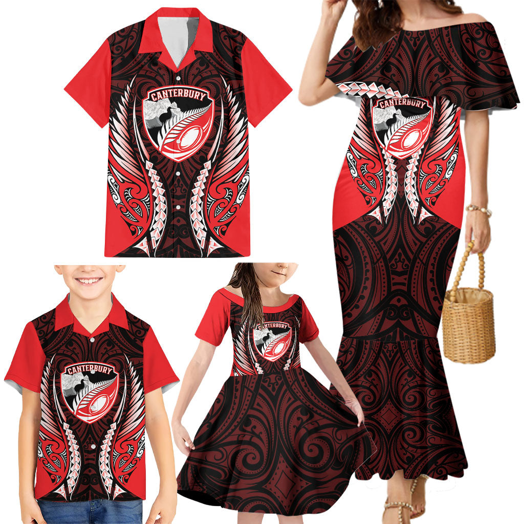Canterbury 2026 Rugby Custom Family Matching Mermaid Dress and Hawaiian Shirt NZ Maori Silver Fern LT14 - Polynesian Pride