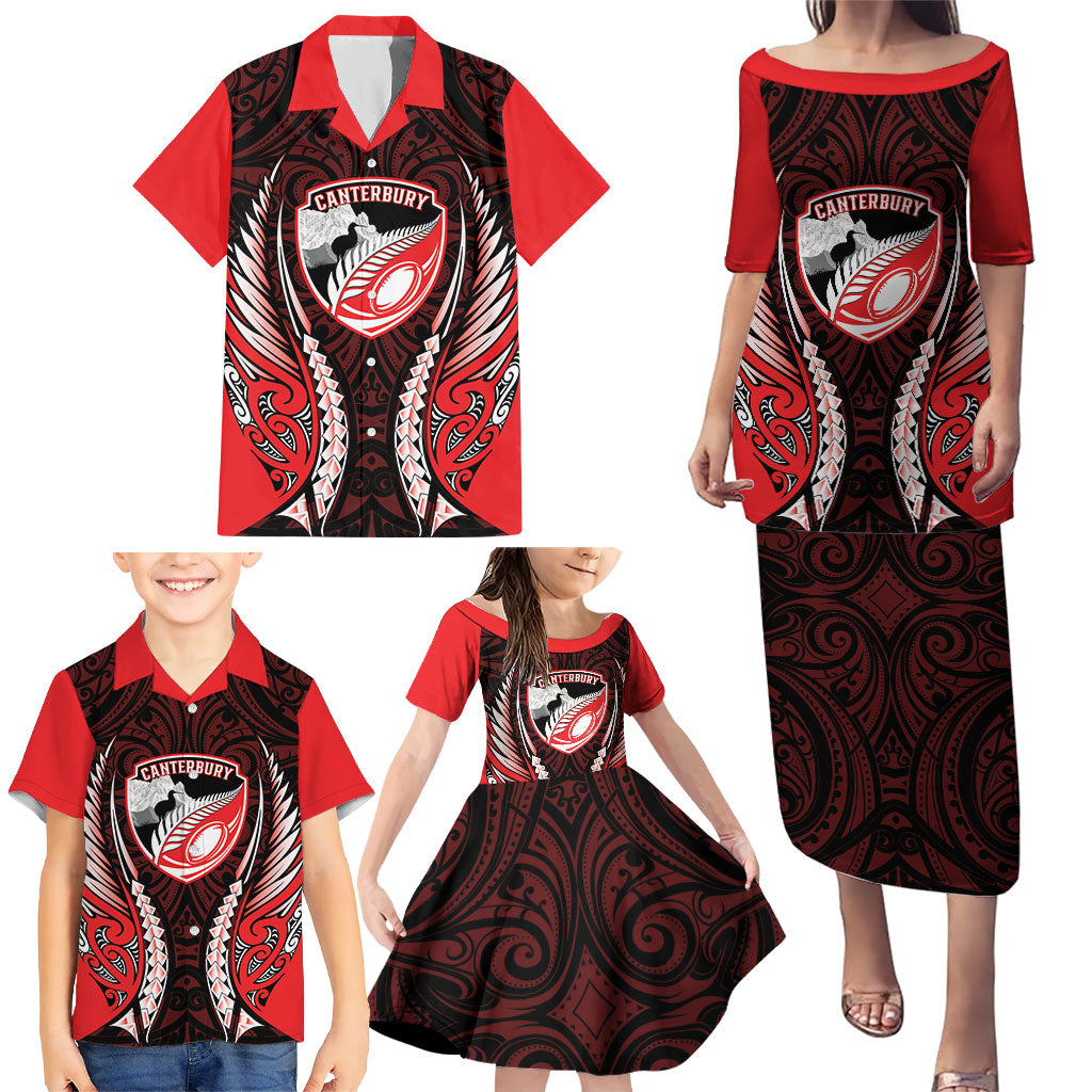 Canterbury 2026 Rugby Custom Family Matching Puletasi and Hawaiian Shirt NZ Maori Silver Fern
