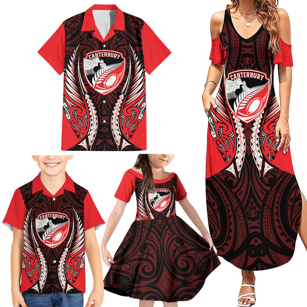 Canterbury 2026 Rugby Custom Family Matching Summer Maxi Dress and Hawaiian Shirt NZ Maori Silver Fern LT14 - Polynesian Pride