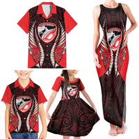 Canterbury 2026 Rugby Custom Family Matching Tank Maxi Dress and Hawaiian Shirt NZ Maori Silver Fern LT14 - Polynesian Pride