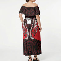 Canterbury 2026 Rugby Custom Off Shoulder Maxi Dress NZ Maori Silver Fern LT14 - Polynesian Pride