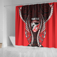 Canterbury 2026 Rugby Custom Shower Curtain NZ Maori Silver Fern