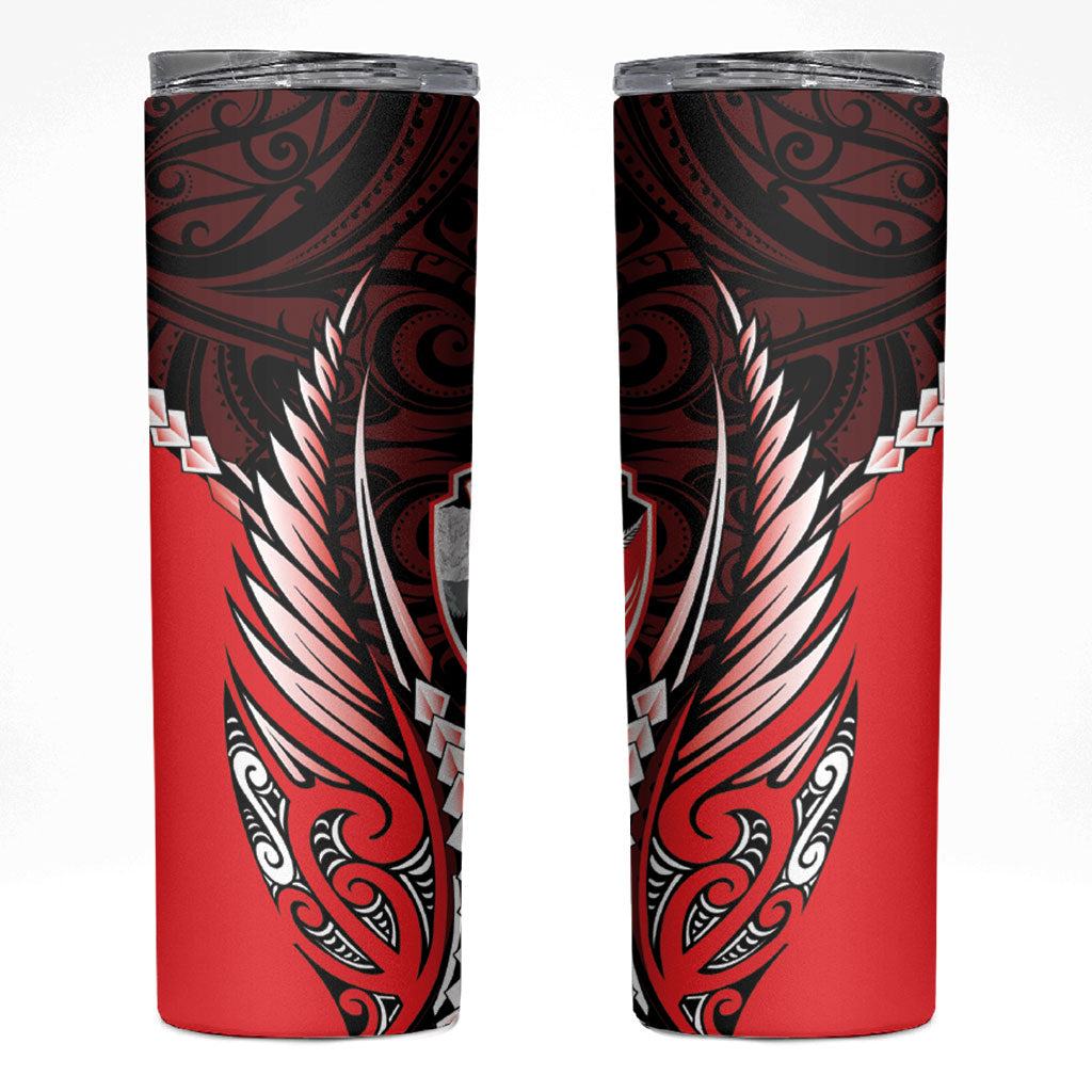 Canterbury 2026 Rugby Custom Skinny Tumbler NZ Maori Silver Fern LT14 Red - Polynesian Pride