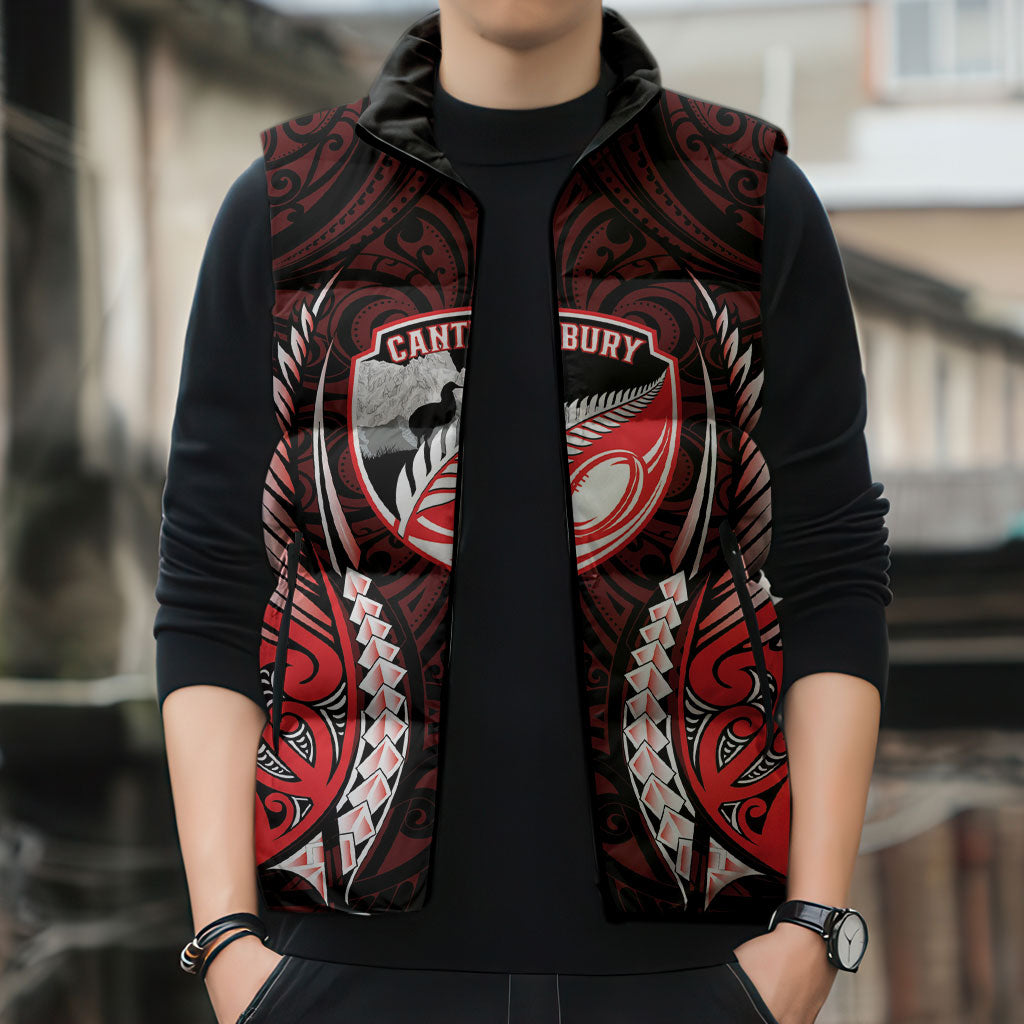 Canterbury 2026 Rugby Custom Sleeveless Puffer Jacket NZ Maori Silver Fern