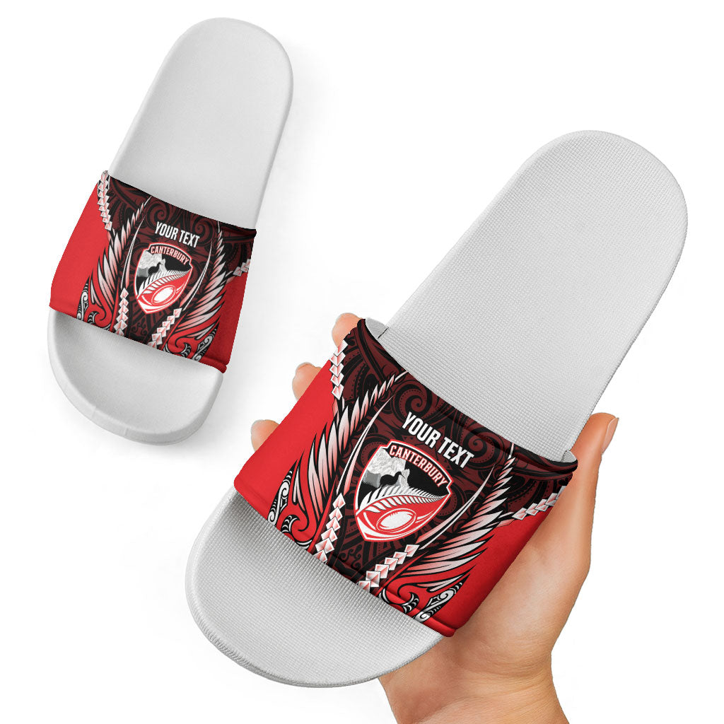 Canterbury 2026 Rugby Custom Slide Sandals NZ Maori Silver Fern