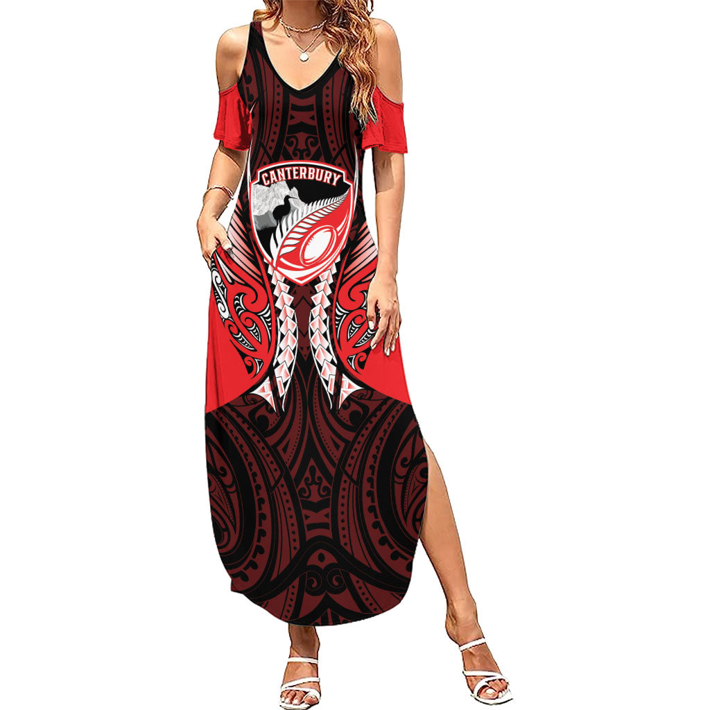 Canterbury 2026 Rugby Custom Summer Maxi Dress NZ Maori Silver Fern LT14 Women Red - Polynesian Pride