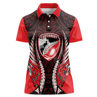 Canterbury 2026 Rugby Custom Women Polo Shirt NZ Maori Silver Fern LT14 Female Red - Polynesian Pride
