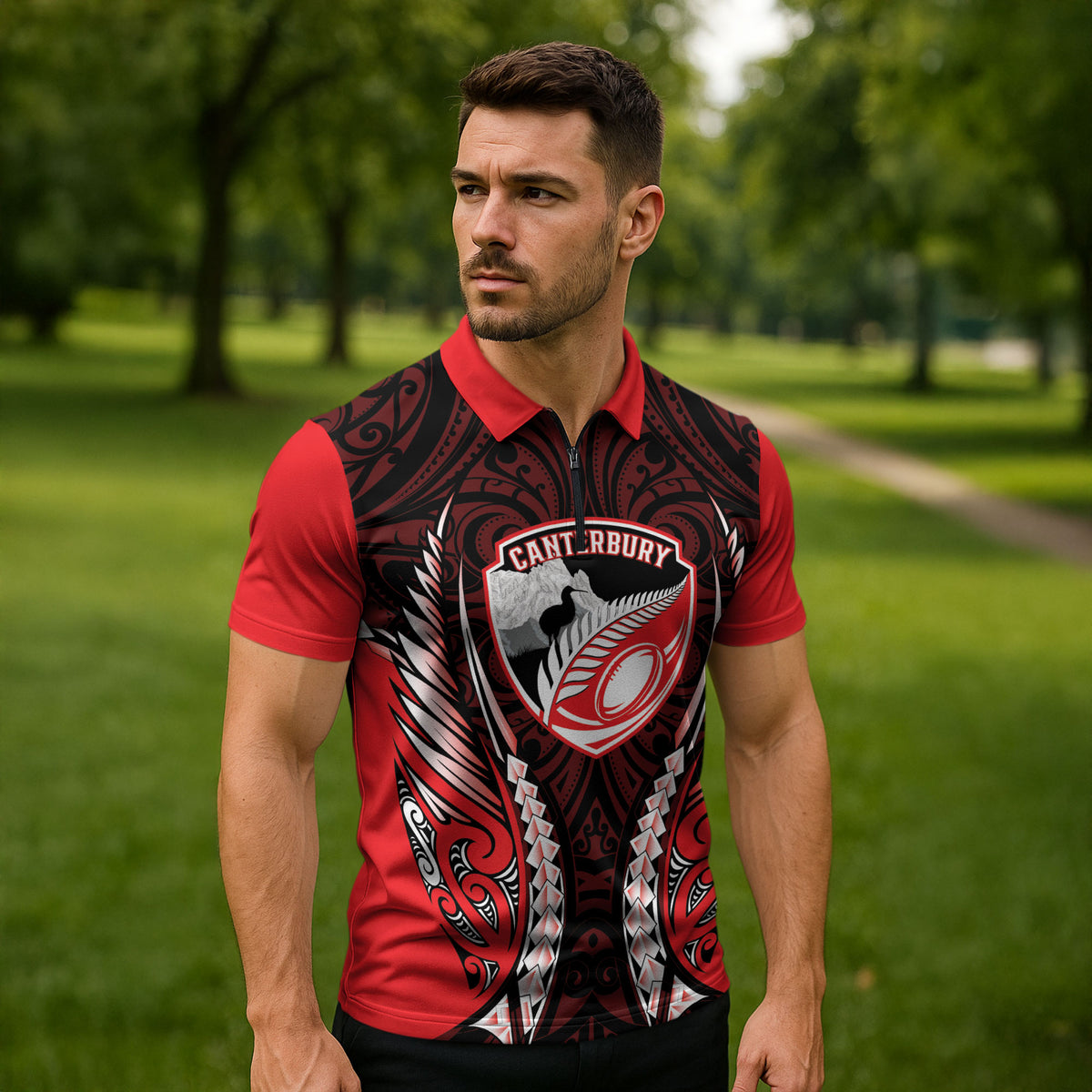Canterbury 2026 Rugby Custom Zipper Polo Shirt NZ Maori Silver Fern LT14 - Polynesian Pride