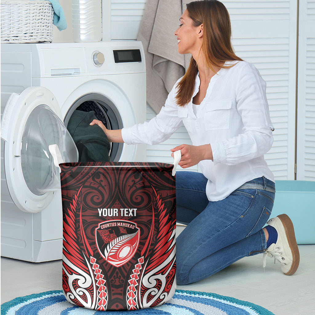 Counties Manukau 2026 Rugby Custom Laundry Basket NZ Maori Silver Fern LT14 - Polynesian Pride