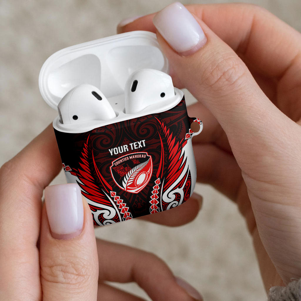 Counties Manukau 2026 Rugby Custom AirPods Case NZ Maori Silver Fern LT14 - Polynesian Pride